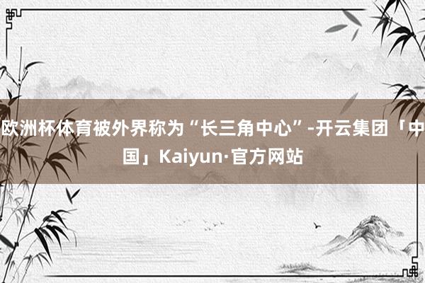 欧洲杯体育被外界称为“长三角中心”-开云集团「中国」Kaiyun·官方网站