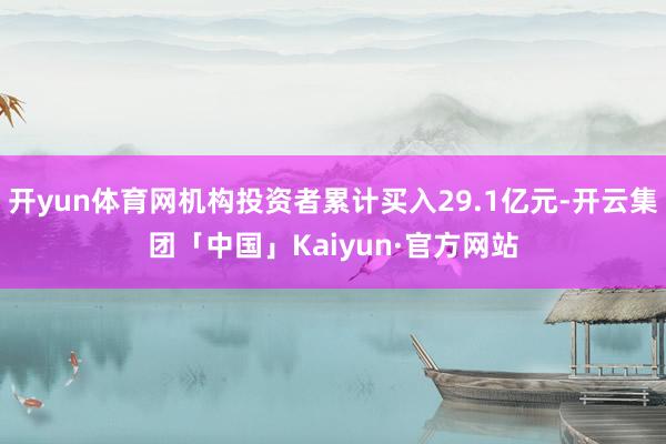 开yun体育网机构投资者累计买入29.1亿元-开云集团「中国」Kaiyun·官方网站