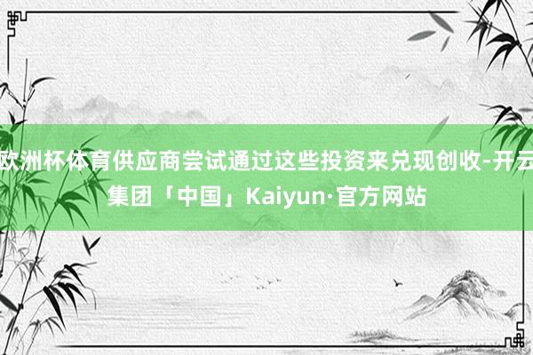 欧洲杯体育供应商尝试通过这些投资来兑现创收-开云集团「中国」Kaiyun·官方网站