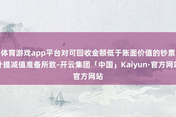 体育游戏app平台对可回收金额低于账面价值的钞票计提减值准备所致-开云集团「中国」Kaiyun·官方网站