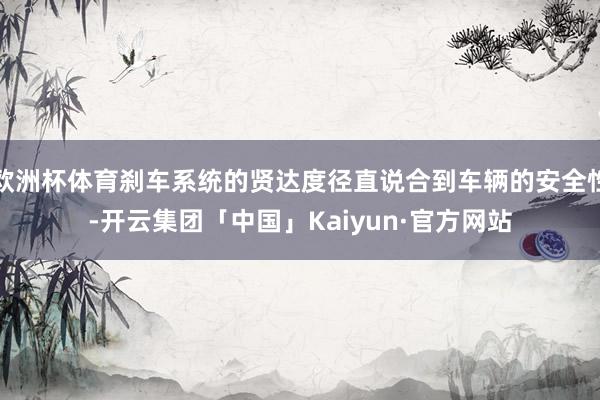 欧洲杯体育刹车系统的贤达度径直说合到车辆的安全性-开云集团「中国」Kaiyun·官方网站